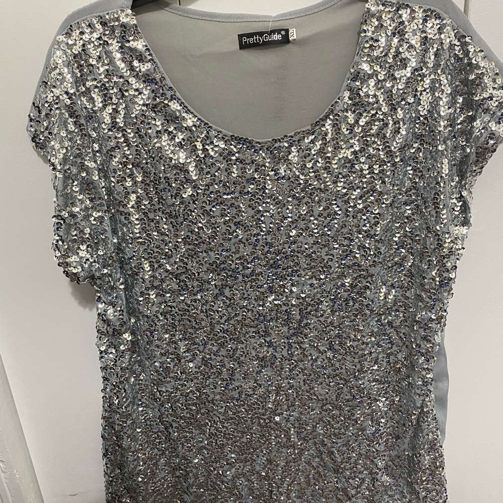 Silver sequin top